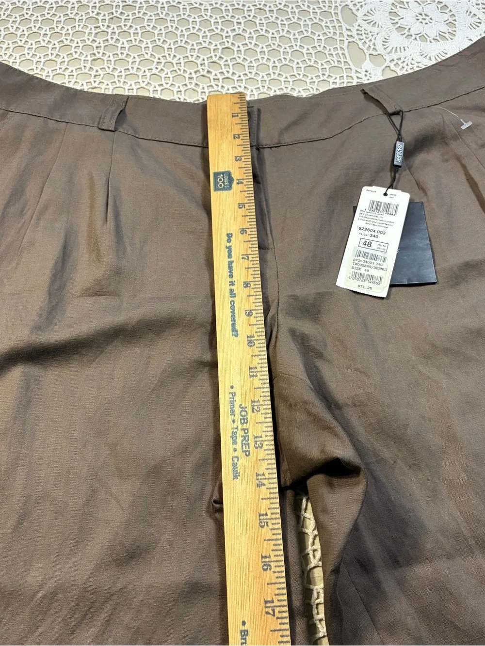 Basler Black Label Womens Linen Lyocell Pants Brown Pleated Dress EU 48 US 18